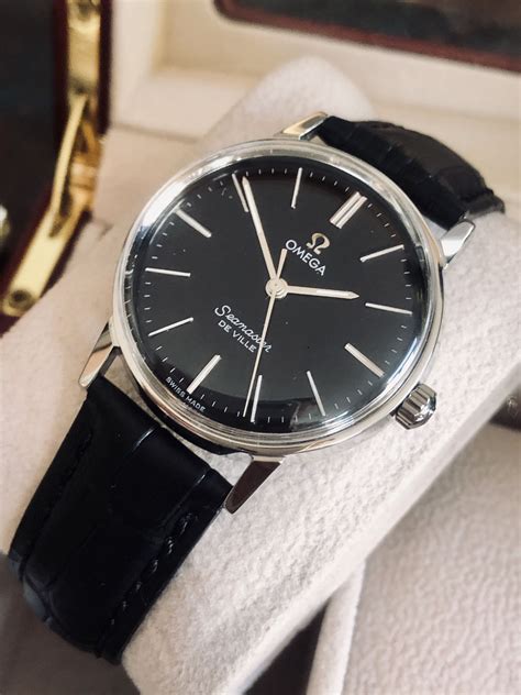 vintage omega watch black face.